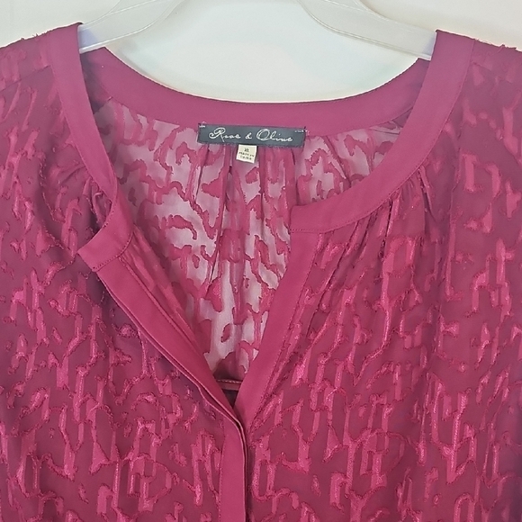Rose & Olive Burgundy Textured Blouse - Picture 4 of 9